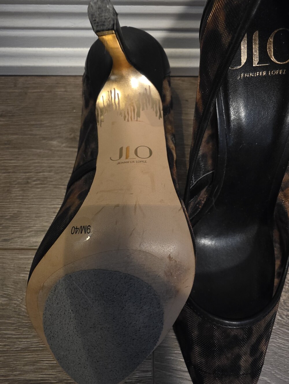 JLO Jennifer Lopez Y2K Leopard Mesh Pointed Toe Stiletto Pumps 9 - Picture 8 of 8